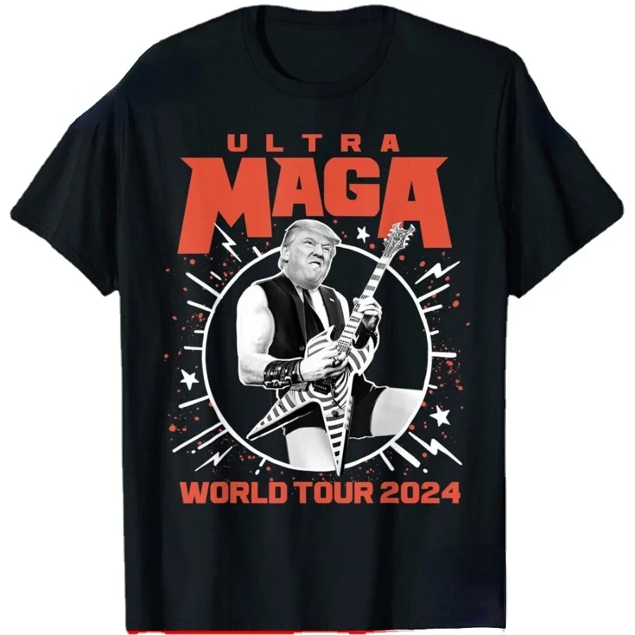 100% Cotton O-Neck Summer Short Sleeve Casual Mens T-shirt Size S-5XL Ultra MAGA King Trump 2024 Heavy  Rock Tour T-Shirt