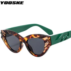 YOOSKE 2024 Vintage Sunglasses for Men Women Cat Eye Sun Glasses Classic Brand Designer Leopard Eyewear Shades UV400 Goggles