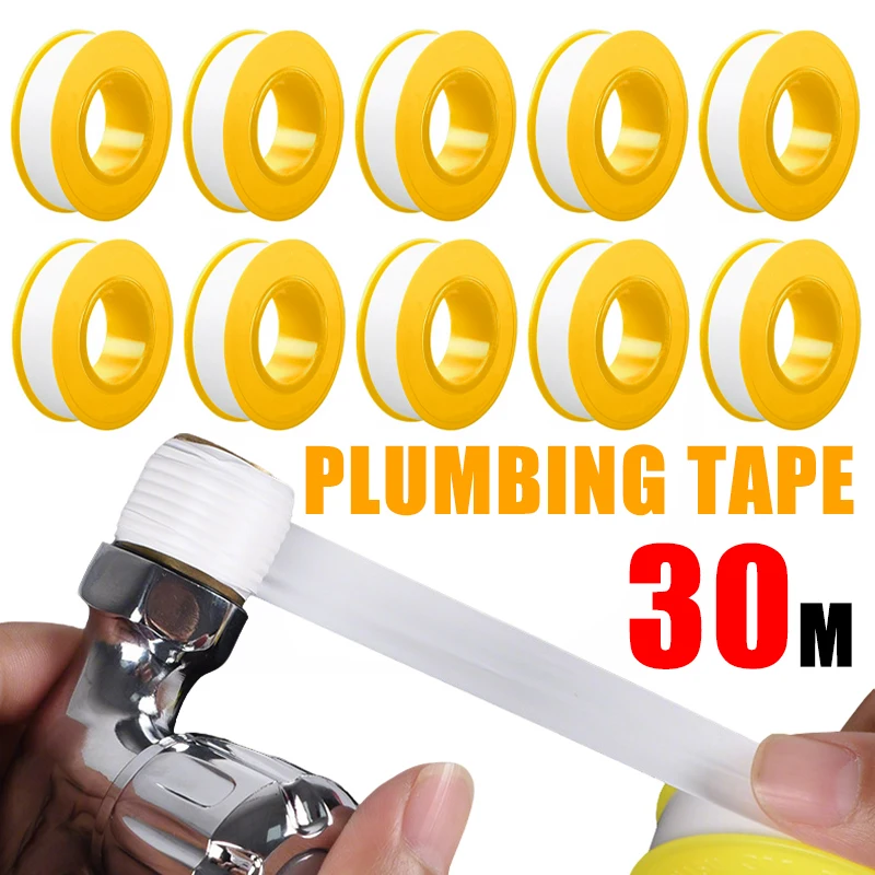 30m PTFE Thread Seal Tape Thickened Large Roll Plumber Sealing Tape for Water Gas Pipe Faucet Joint Plumbing Repair Supplies Kit