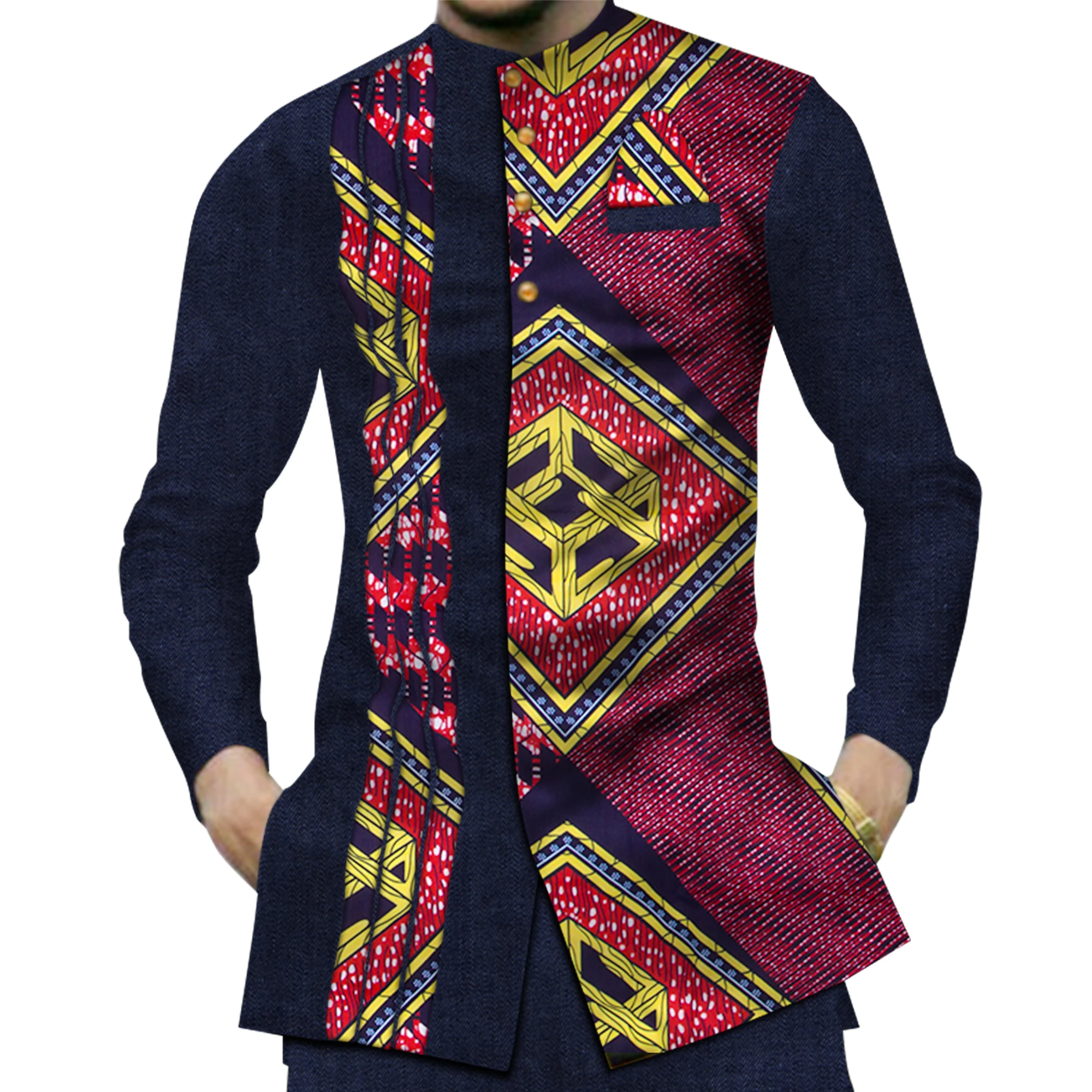Ropa africana informal 100% de algodón para hombre, camisa Dashiki con estampado de almazuela, Tops Bazin Riche, ropa tradicional africana WYN380