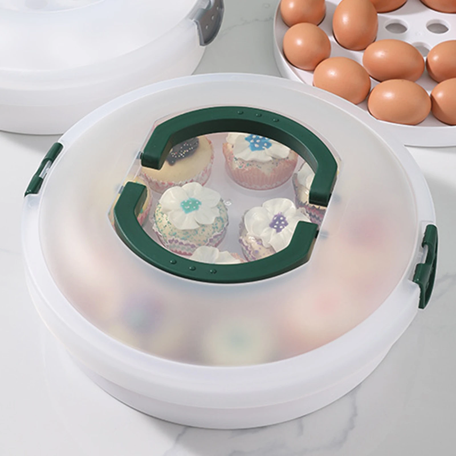 Práctico soporte portátil para pasteles, caja de embalaje para hornear con asa, bandeja para magdalenas, embalaje para pasteles, PP