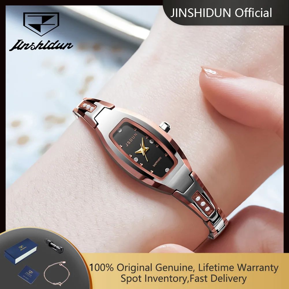 JSDUN 6530 Women's Quartz Wristwatch Fashion Square Dial Tungsten Steel Sapphire Mirror High Quality Retro Elegant Ladies Watch