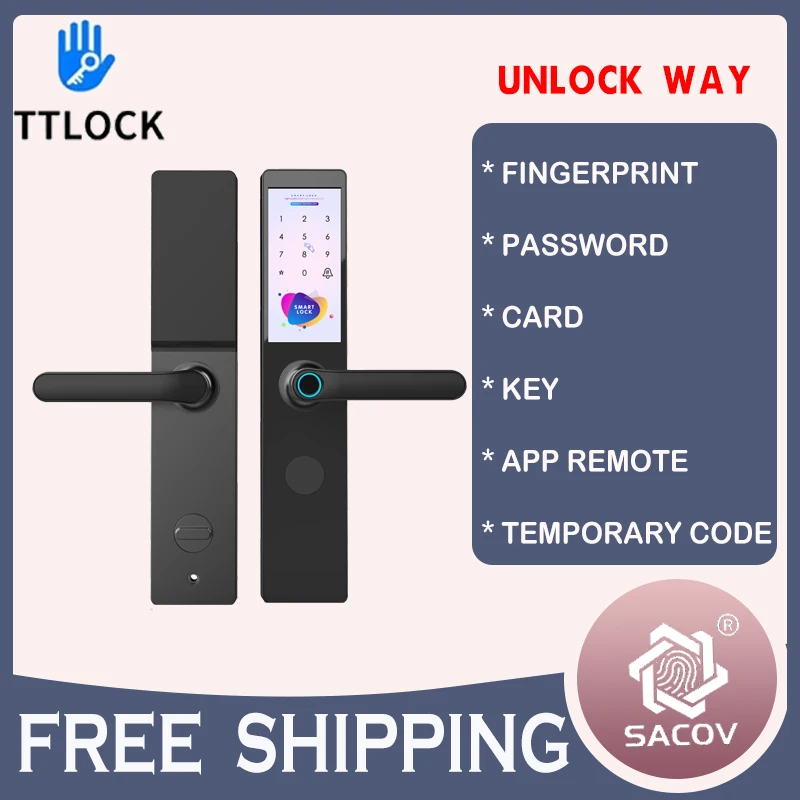 Cerradura electrónica con aplicación TTlock, cerradura inteligente con pantalla táctil y Bluetooth, cerrojo con teclado de código Digital para casa,