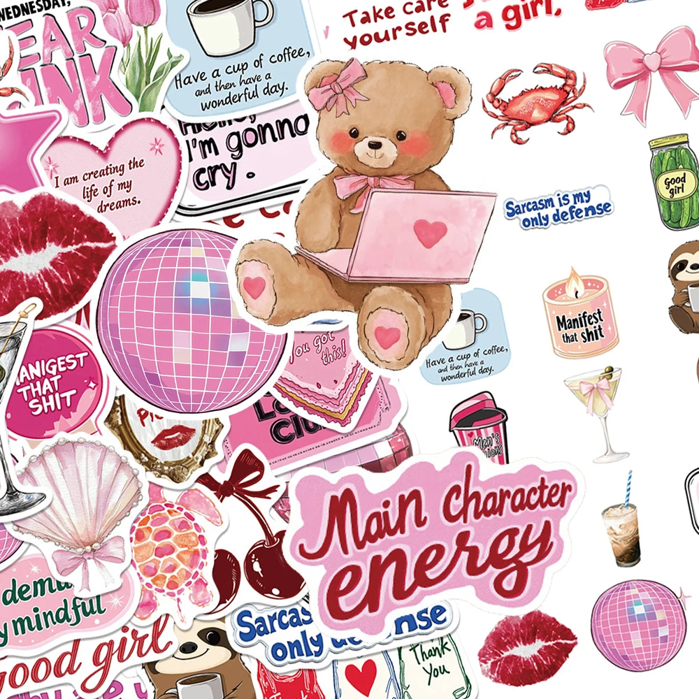 

10/30/50pcs Kawaii Pink Ins Style Girl Stickers Cute Aesthetic Graffiti Sticker Guitar Notebook Phone Decals Decoration Supplies