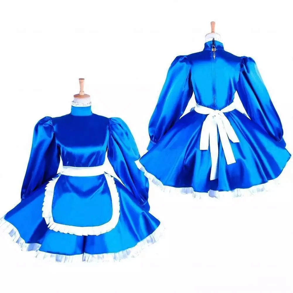 

Sissy Girl bulue Lockable dress French maid cosplay costume tailored