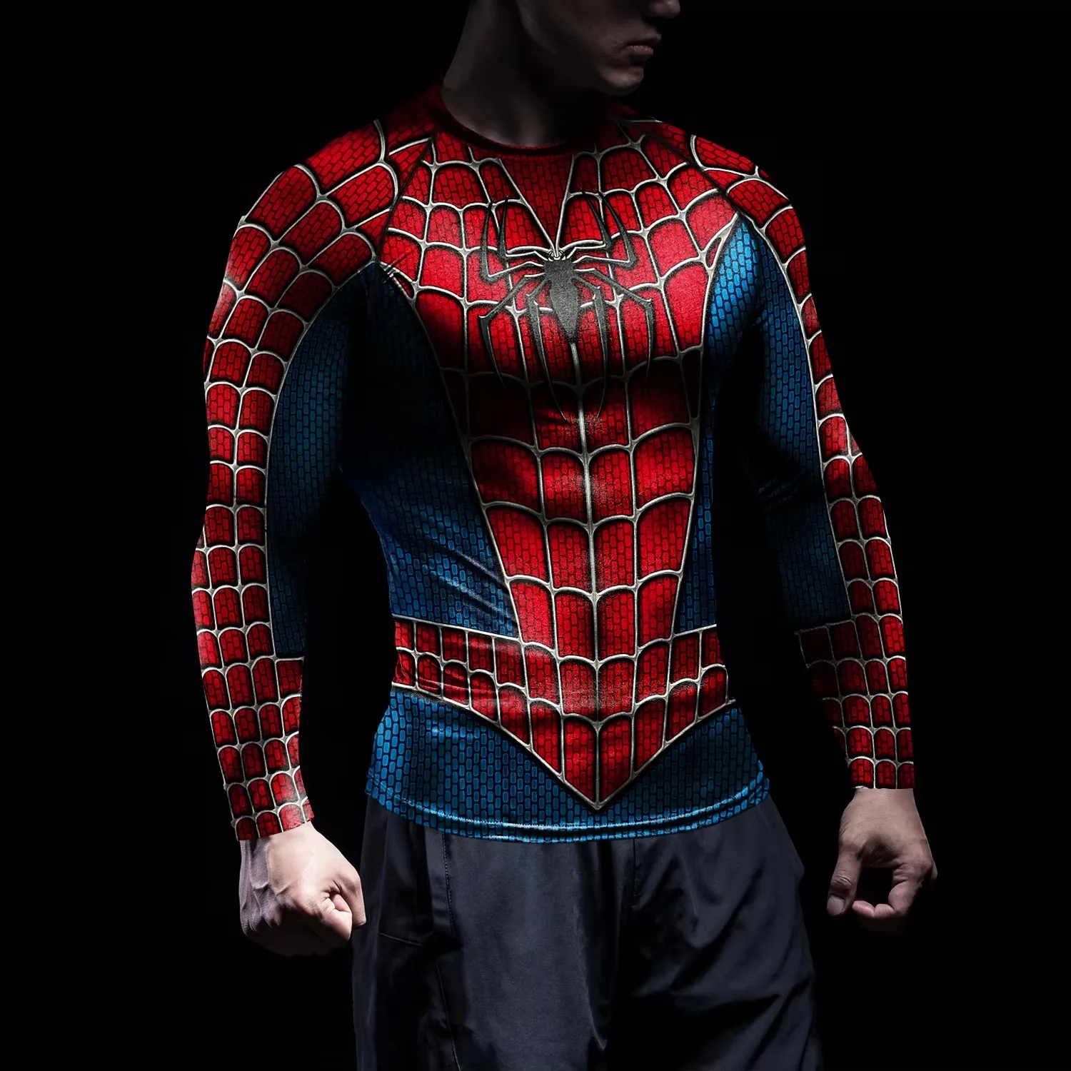 2026 Spider Graphic Vintage Print Kompressions-Langarmshirt Schnelltrocknend Sport Fitness Workout Trainings-Top Familien-Matching – Detail 6