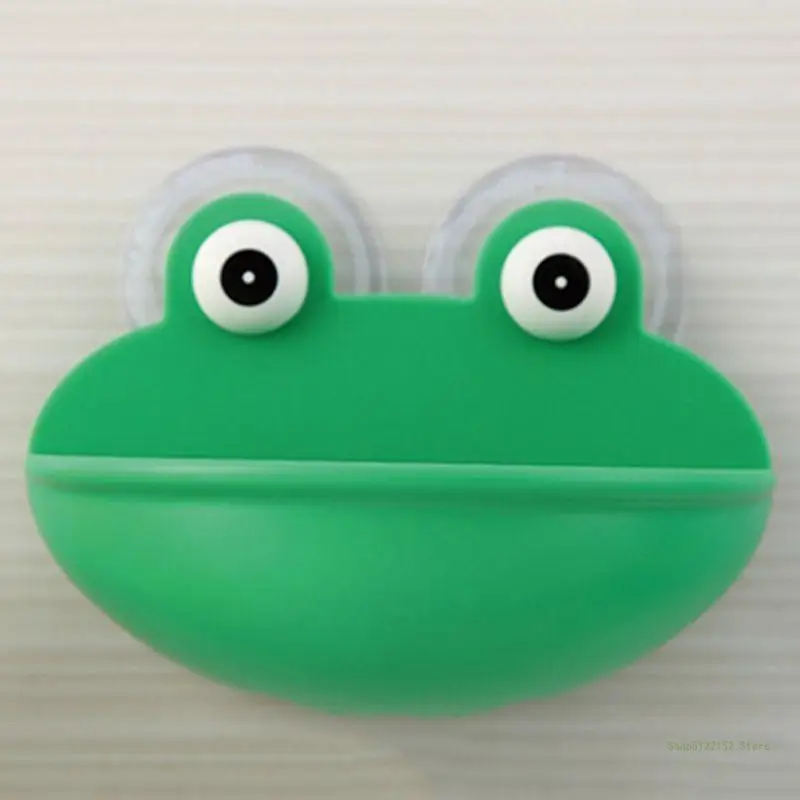 QX2E Frogs Shaped Soap Dish Holder with Suction Cups Kitchen Bathroom Soapbox for Case Household Accessories