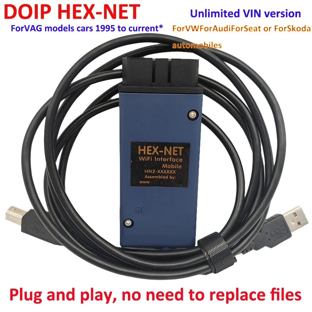

NewVCD'S HEX-NET ForVA GC0M Car Diagnosis Tool DOIP HEX Work ForV-W AU-DI Sko-da Se-at Vag Cars 1995 To Current Plug Play
