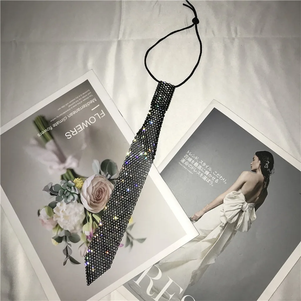 Women'S Fake Tie Elastic Arrow Shape Tie Rhinestone Tie Arrow Shaped For Adult Women Stage Performances Outfits