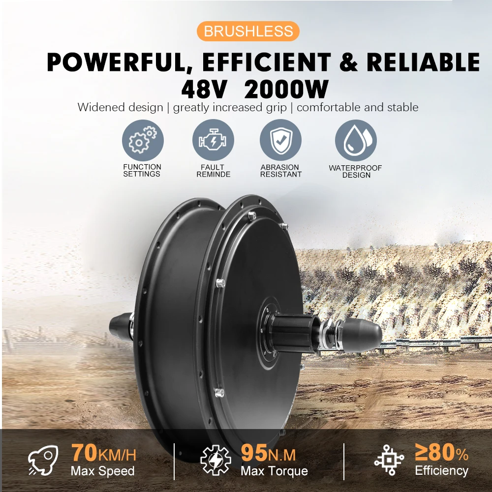 48V 2000W 20 24 26In Fat Tire Brushless Rear Cassette Wheel Hub Motor Wheel for Electric Bicycle Conversion Kit Dropout 190mm