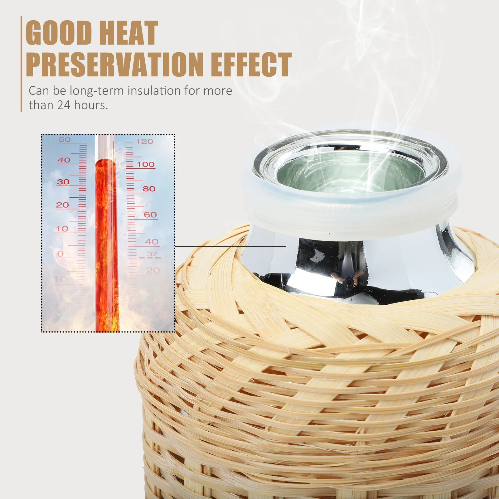 

Термос-бутылка из бамбукового плетения в винтажном стиле, многоразовая, для дома и офиса, стеклянная, ретро-фляга