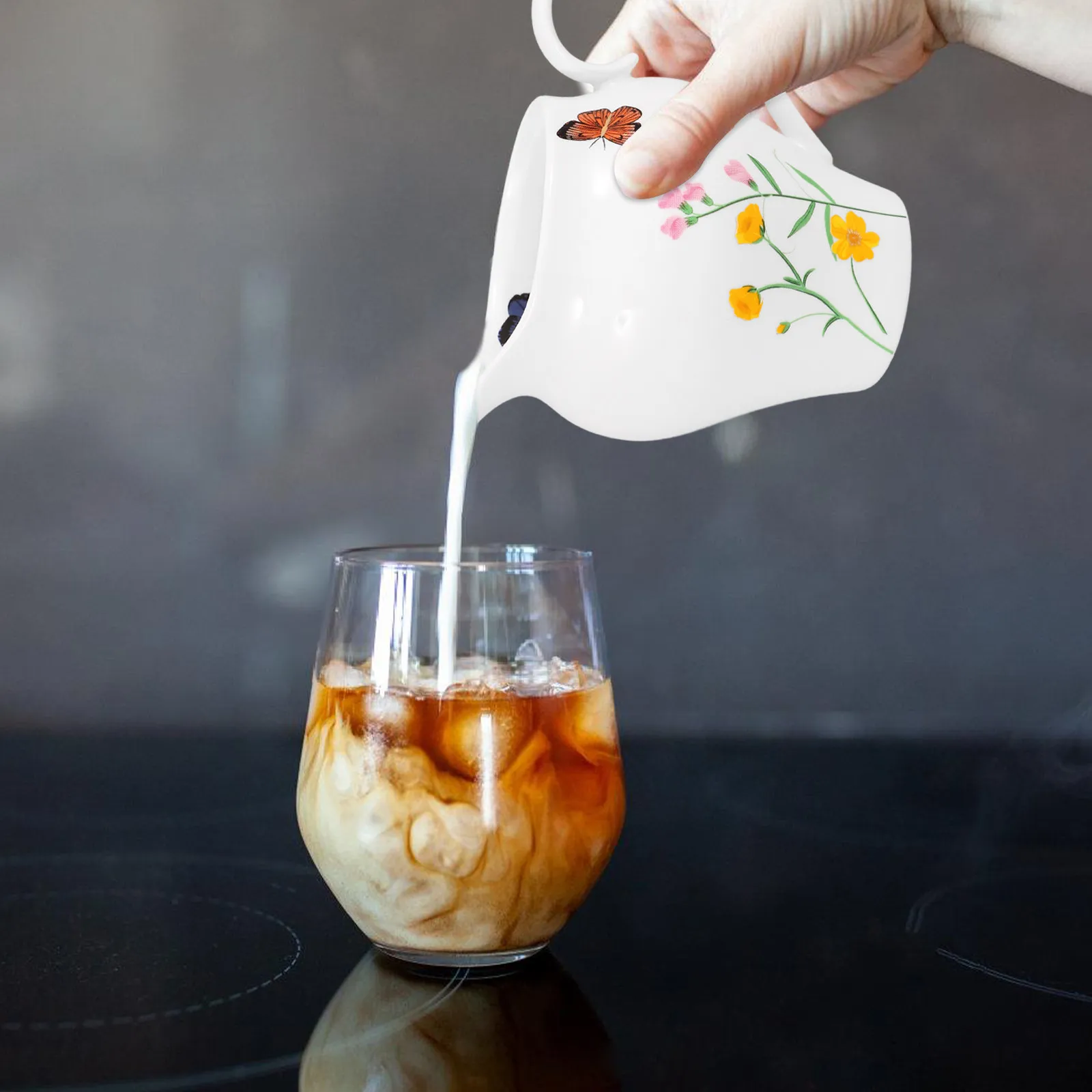 

Ceramic Milk Jug Small Creamer Pitcher for Coffee Syrup Sauce Butter Serving Stylish Modern Design Home Restaurant Bar Use