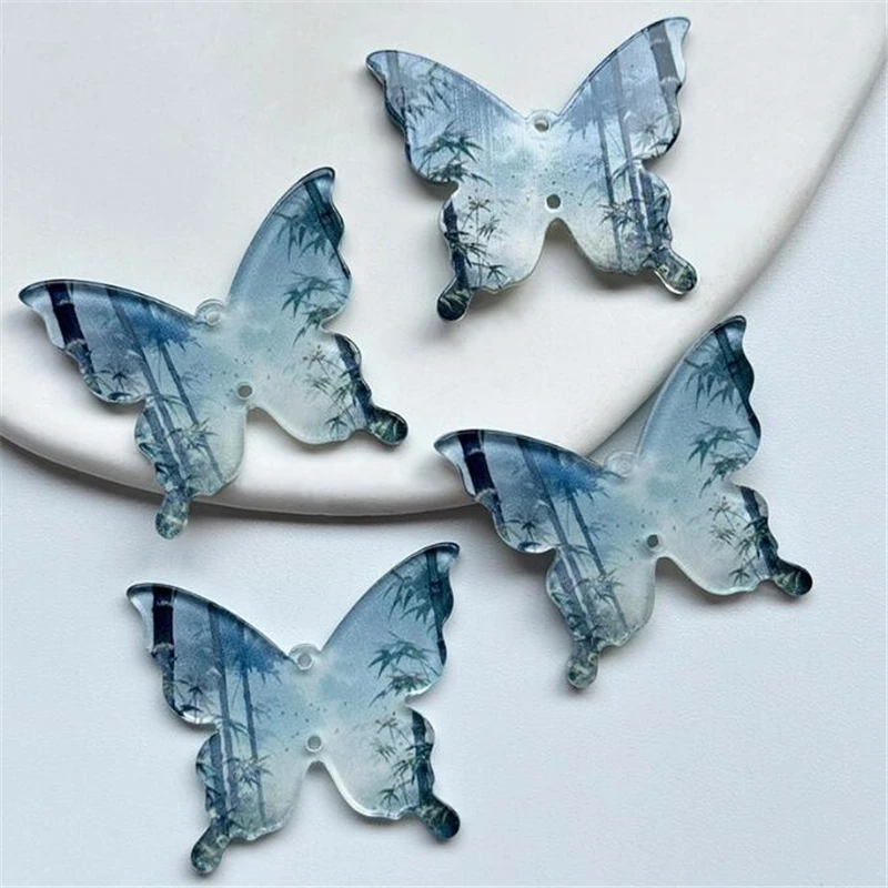 New acrylic beads double holes acetic acid animal butterfly charm connectors for diy earrings hair jewelry making accessories