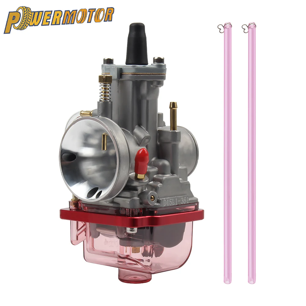 Motorcycle Universal 21 24 26 28 30 32 34mm Red Carburetor with Power Jet For 2T 4T Koso Motocross Karb Scooter ATV Parts