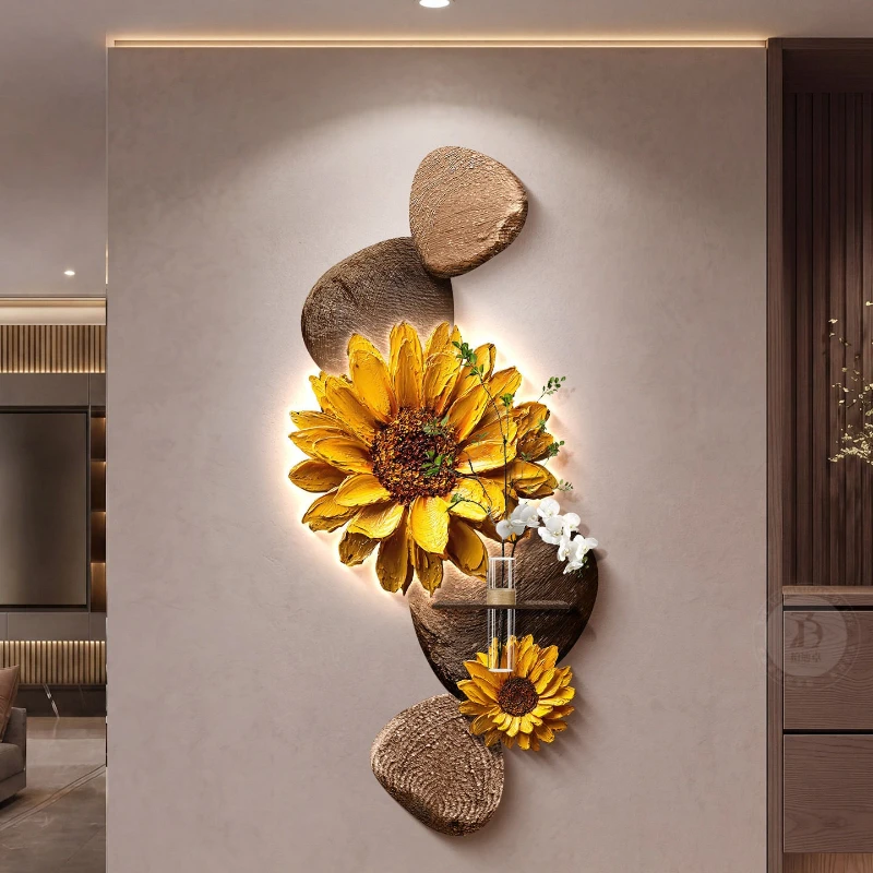 ight Luxury High End 3D Relief Entryway Decorative Painting Hydroponic Green Plant Wall Lamp For Hallway Corridor Aisle Wall Art