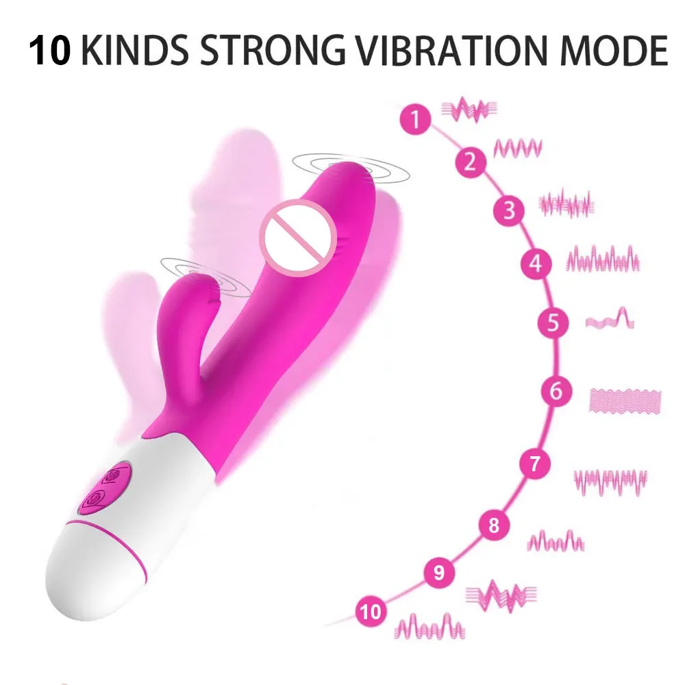 Rabbit Vibrator for Women Vagina G-Spot Nipple Clitoris Stimulator Thrusting Telescopic Rotating Dildo for Adult Sexy Toys