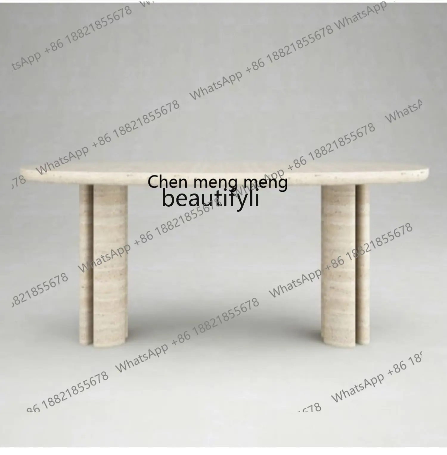 

Natural Cave Stone Marble Dining-Table Long Dining Table Modern Villa Model House Western Restaurant