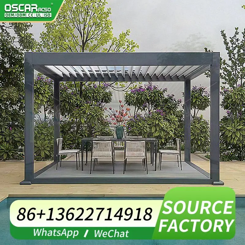 

Outdoor waterproof canopy electric shade for garden patio backyard pergola