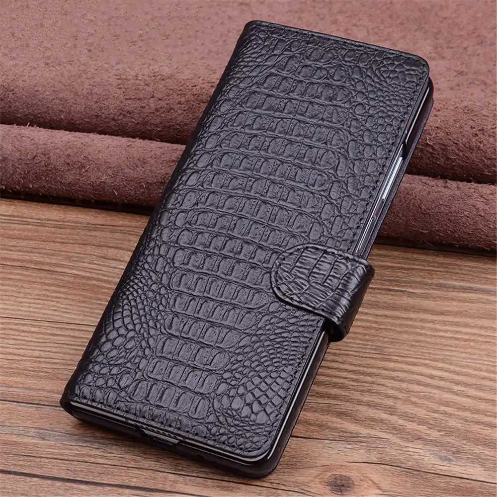 

Genuine Cowhide Leather Crocodile Flip Case For Vivo X Fold5 Fold3 Pro Card Slot Full Cover