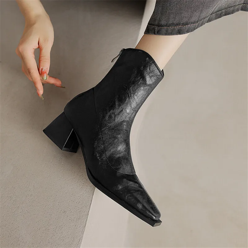 New Autumn Winter Women Boot Fashion Square Toe Boots for Women Short Boots Ladies Shoes Western Boots Zapatos Mujer High Heels