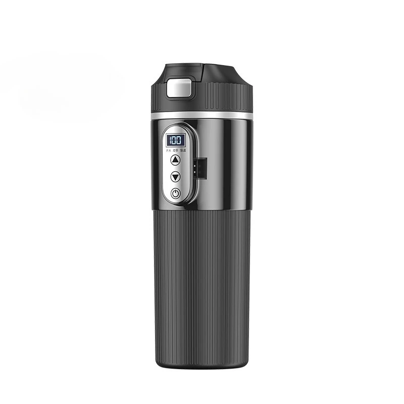 

500mL 100W Car Heating Cup Electric Kettle Stainless Steel Smart Temperature Control Touch LCD Display Travel Coffee Mug Warmer