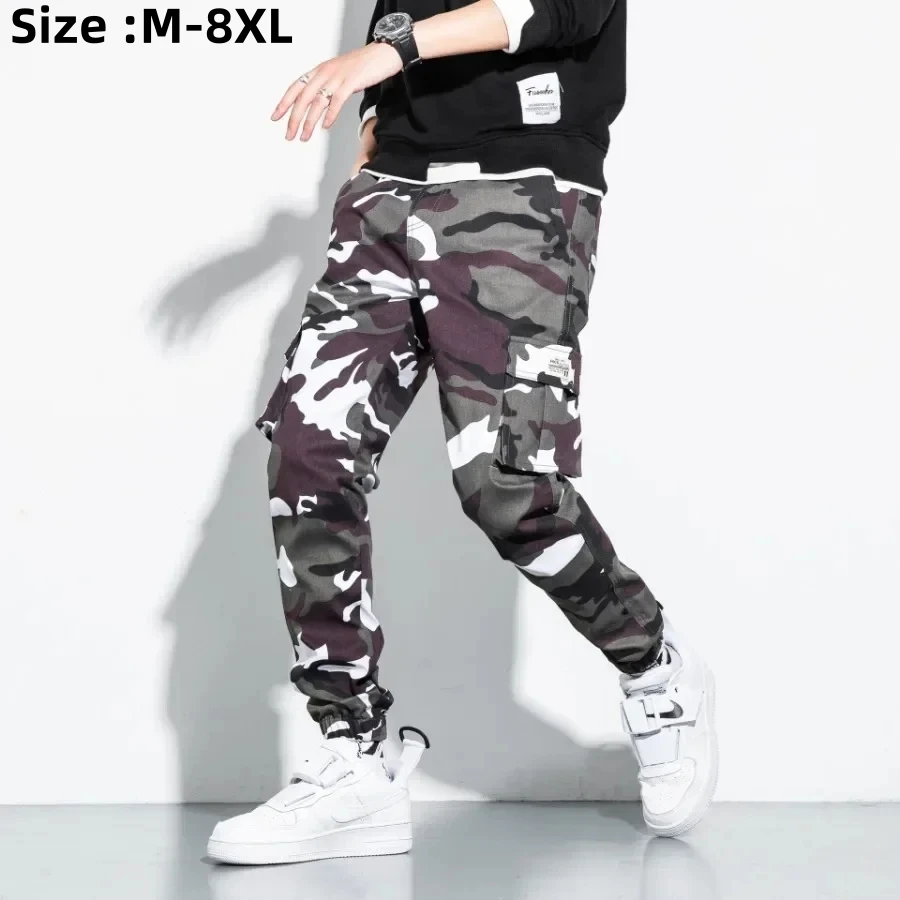 

2024 Men's Camouflage Cargo Pants FashionTrousers Hip Hop Camo Cotton Sweatpants Mens Big Pockets Ankel-Length Pants Male M-8XL