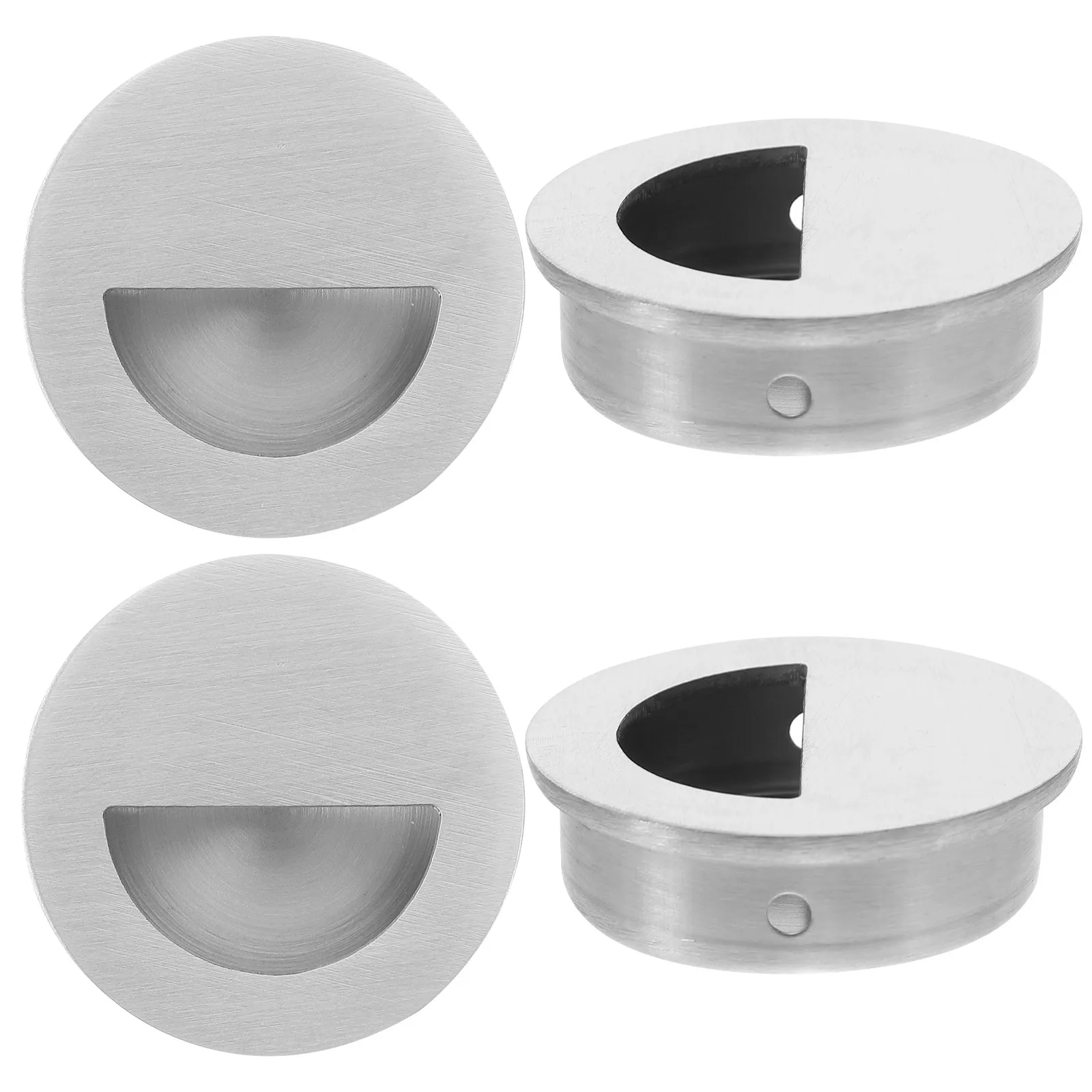 

4Pcs Brushed Stainless Steel Recessed Door Handles for Cabinets Drawers Dressers Sliding Doors Space Saving Design