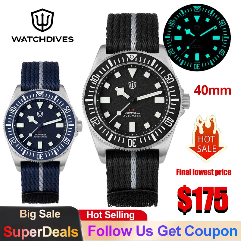 Watchdives EXD 40mm New Mechanical Watch Grade 2 Titanium Case Peacock SL3001 High-Beat Automatic Sapphire Men's Luxury Watch