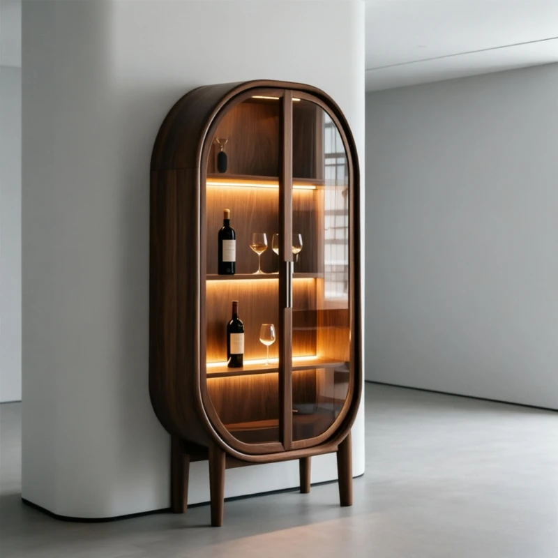 Multi Layer Wooden Display Cabinet Luxury Beauty Storage Hotel Living Room Cabinets Lighting Modern Armario Multiuso Furniture