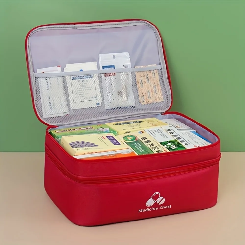 

Multi-Pocket Emergency Medical Bag, Portable Handheld First Aid Kit, Large Capacity Medicine Organizer for Home Travel