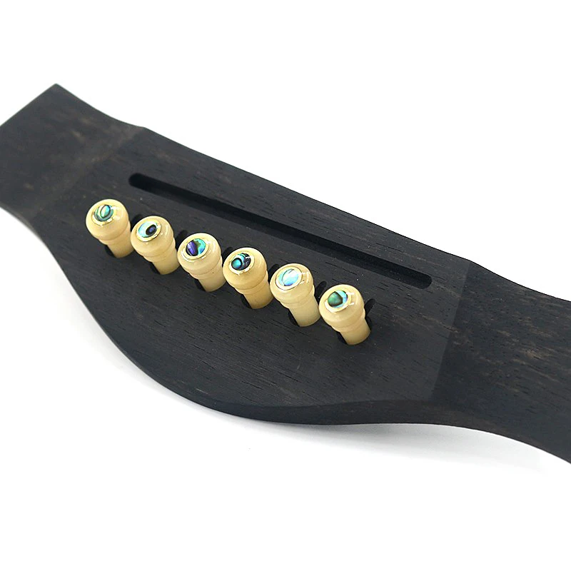 6pcs Guitar Bridge Pins Guitar Universal Inlaid Shell Pressure String Column Nail Fixed String Cone Fixed String Nail Pressure