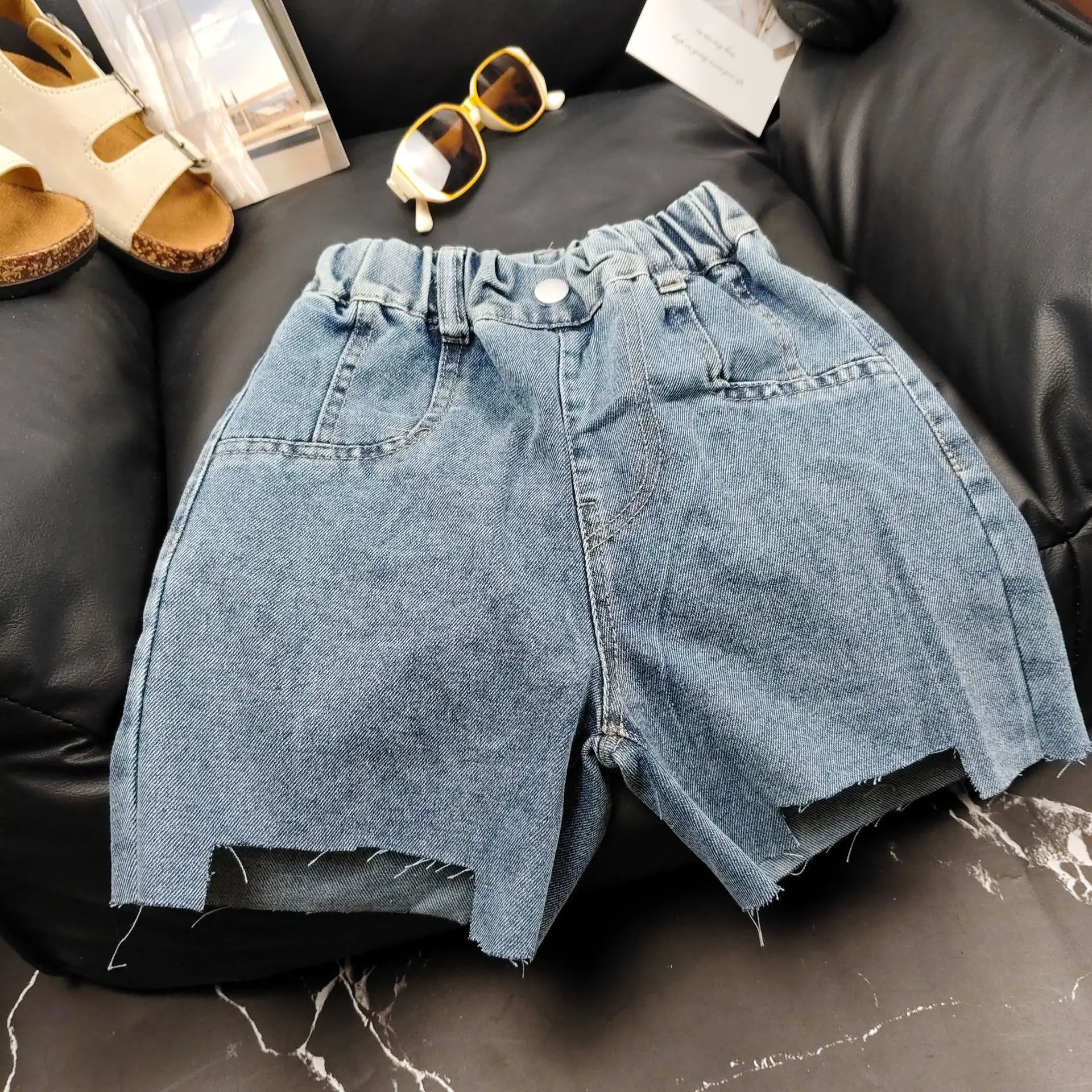 Summer Kids Boys Denim Shorts Solid Versatile Children Boys Shorts Handsome 2-8 Years Boys Sticker Half-length Shorts