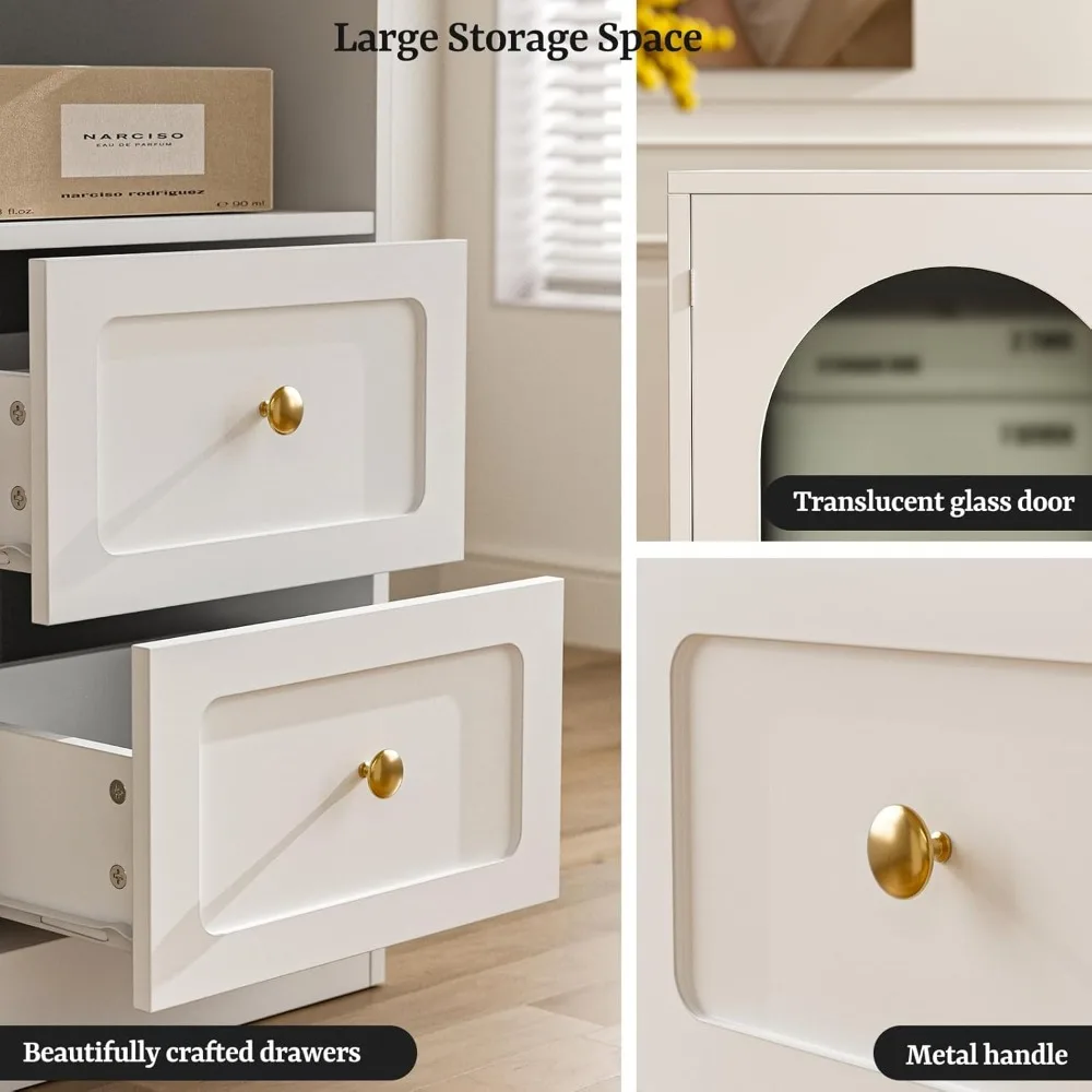 Moderner L-förmiger Nageltechniker-Schreibtisch mit Aufbewahrungsschrank und zwei Schubladen für Salonarbeitsstationen