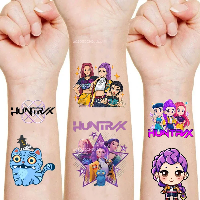 Nuevo 20 unids/set dibujos animados Kpop Demon Hunters Rumi Kang tatuaje temporal pegatina Rumi tatuaje pegatina demostración para regalos de fiesta