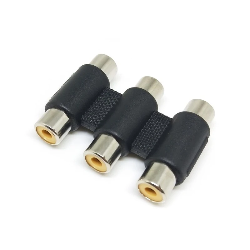 

2pcs Audio Video Connector 3RCA Adapter Female to 3RCA Female to Female RCA AV Coupler Cable Adapter connector