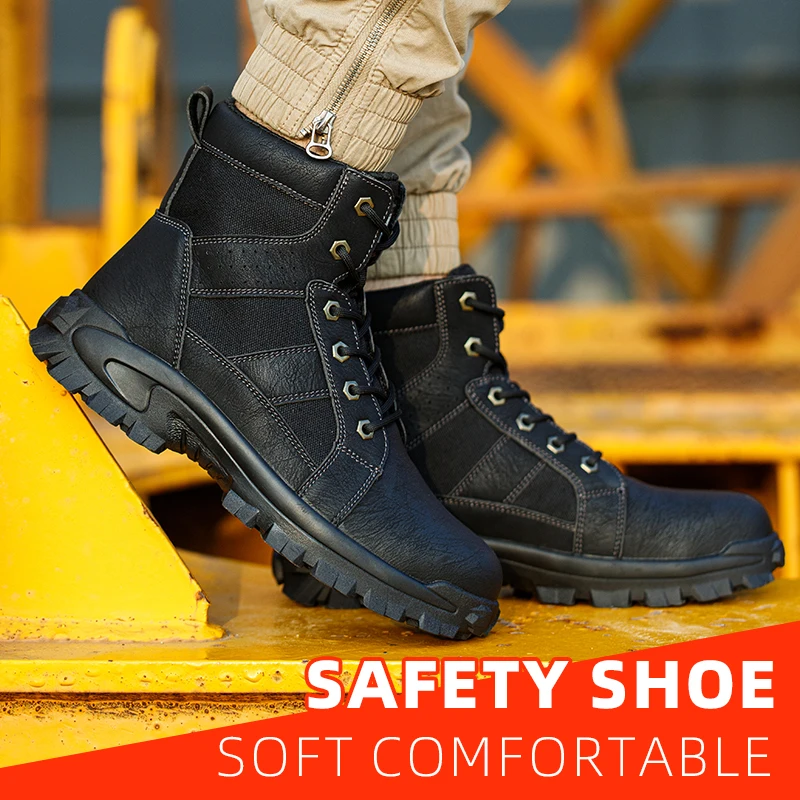 Men's Heavy Duty Puncture Resistant Industrial Safety Shoes Steel Toe Work Boots for Enhanced Foot Protection