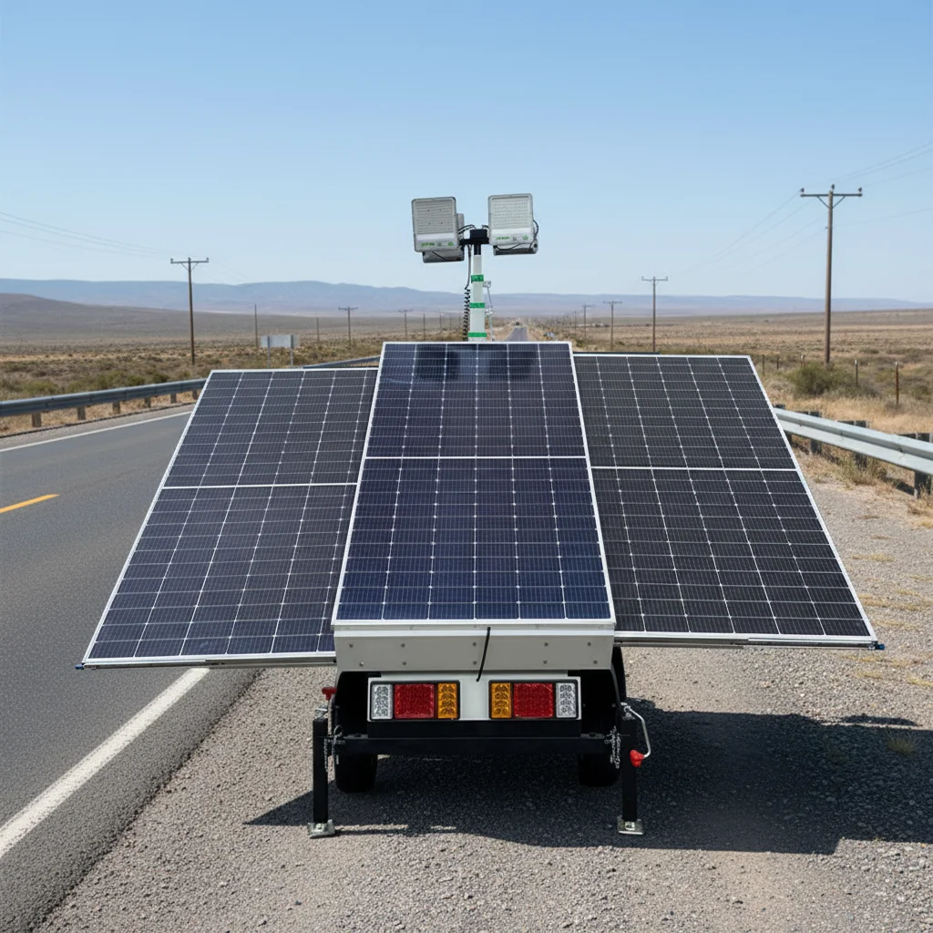 Outdoor CCTV Security Camera Trailer with IP66 5000K Daylight Solar/Electric Power for Remote Area Surveillance