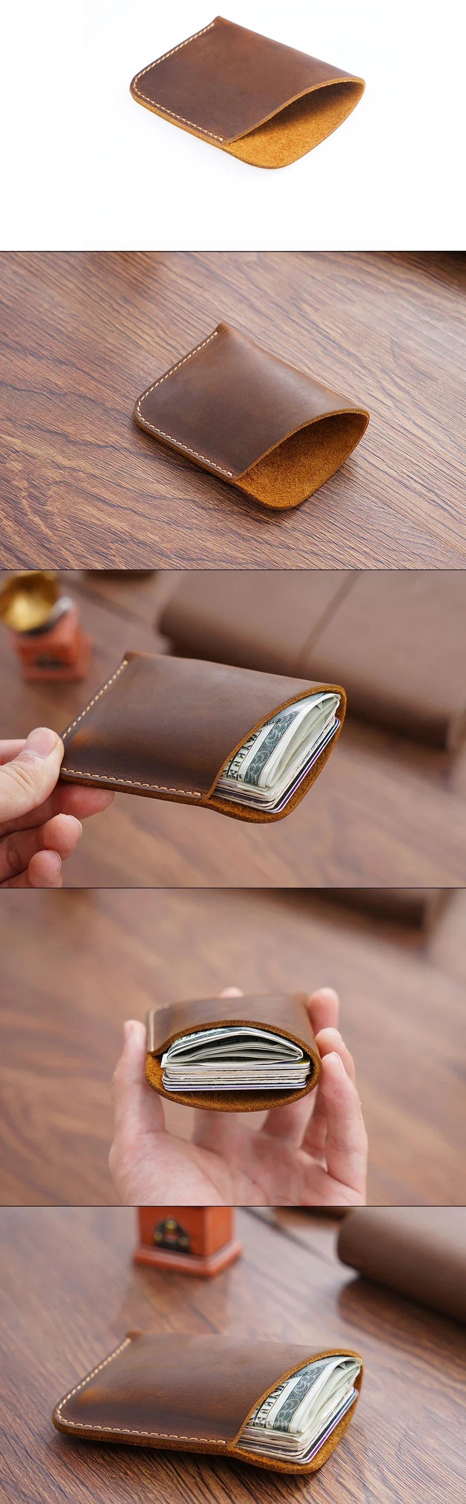 Vintage-Leder-Geldbörse aus Rindsleder für Herren, multifunktionaler Kartenhalter, Organizer, Geldscheintasche, tragbare Business-Geldbörse, ideal für Männer – Detail 1