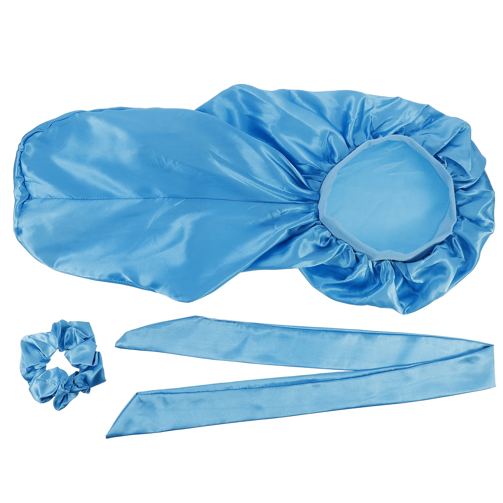 

Three Piece Satin Silk Bonnets Women Sleep Hats Elastic B Long Hair Care Bonnets Lightweight Breathable