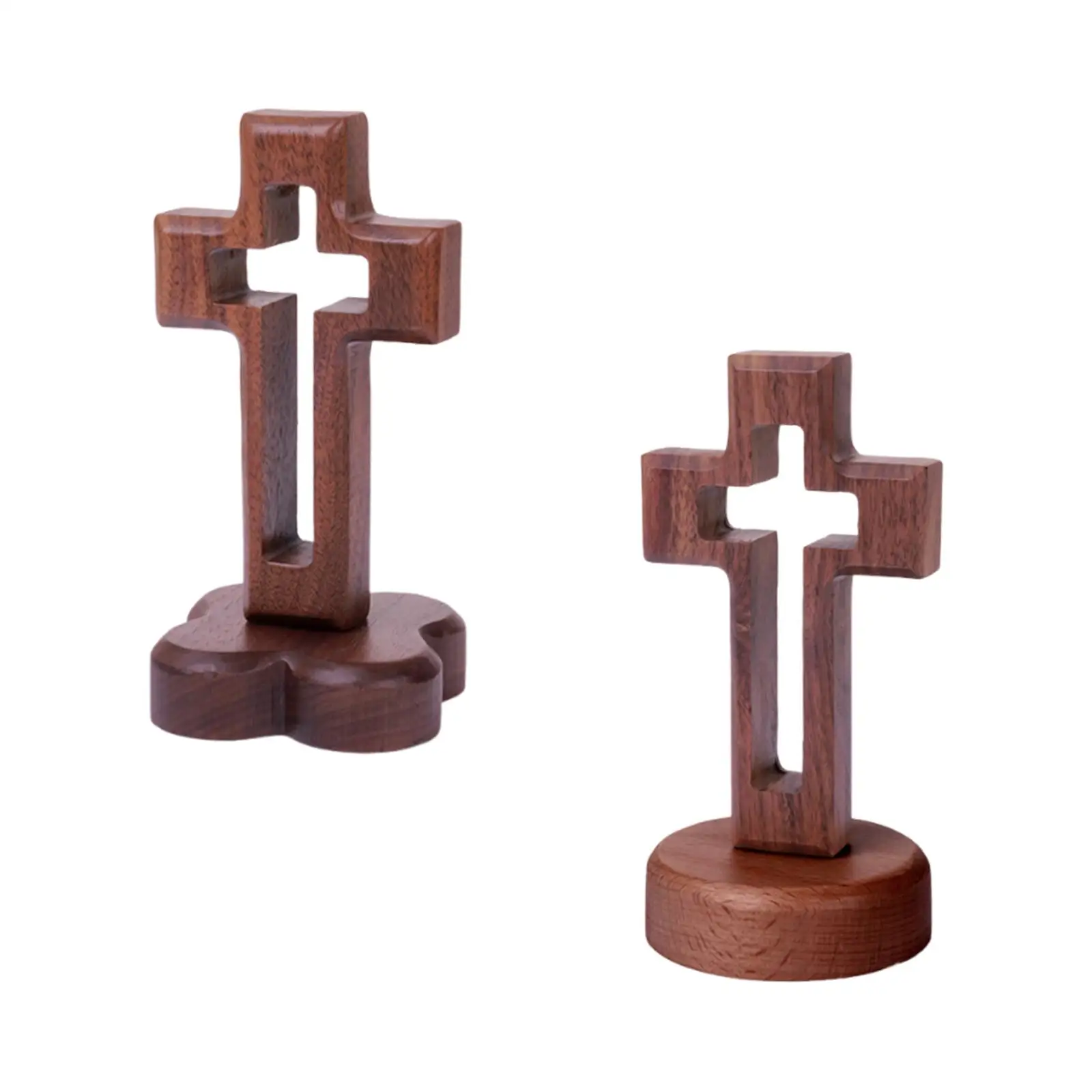 Wooden Cross on Stand Collection Religious Cross Decor Religious Favor Tabletop Cross for Christmas Church Shelf Chapel Decor