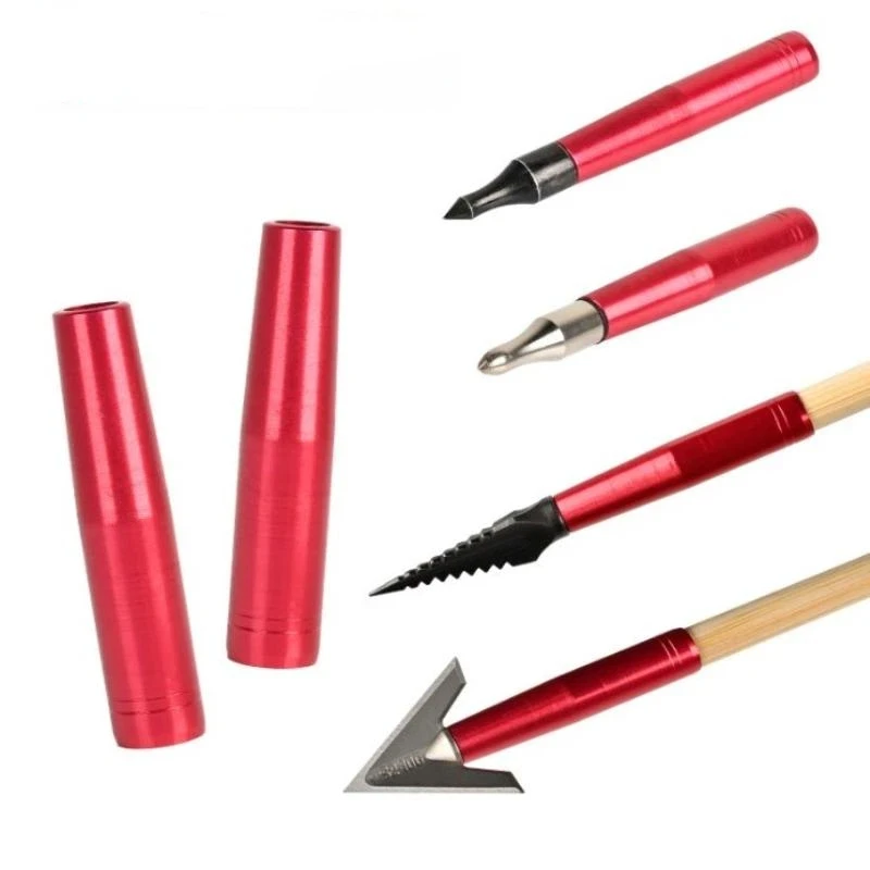 

New 2pcs Archery Connect Arrowhead Aluminium Arrow Insert OD 8mm Wooden Bamboo Arrow Shaft Hunting Arrow Accessories