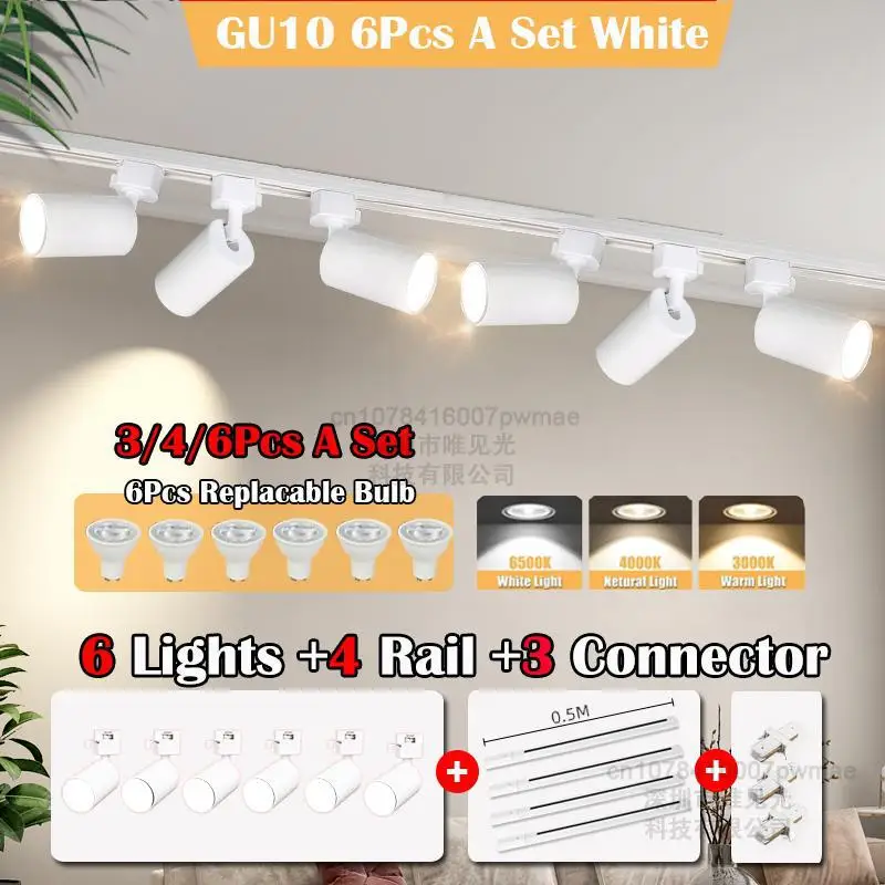 Replacable LED Track Light Set Aluminum 20W 30W 40W 50W Ceiling Spot Lights COB 220V Rail Lamp Clothing Exhibition Home Lighting