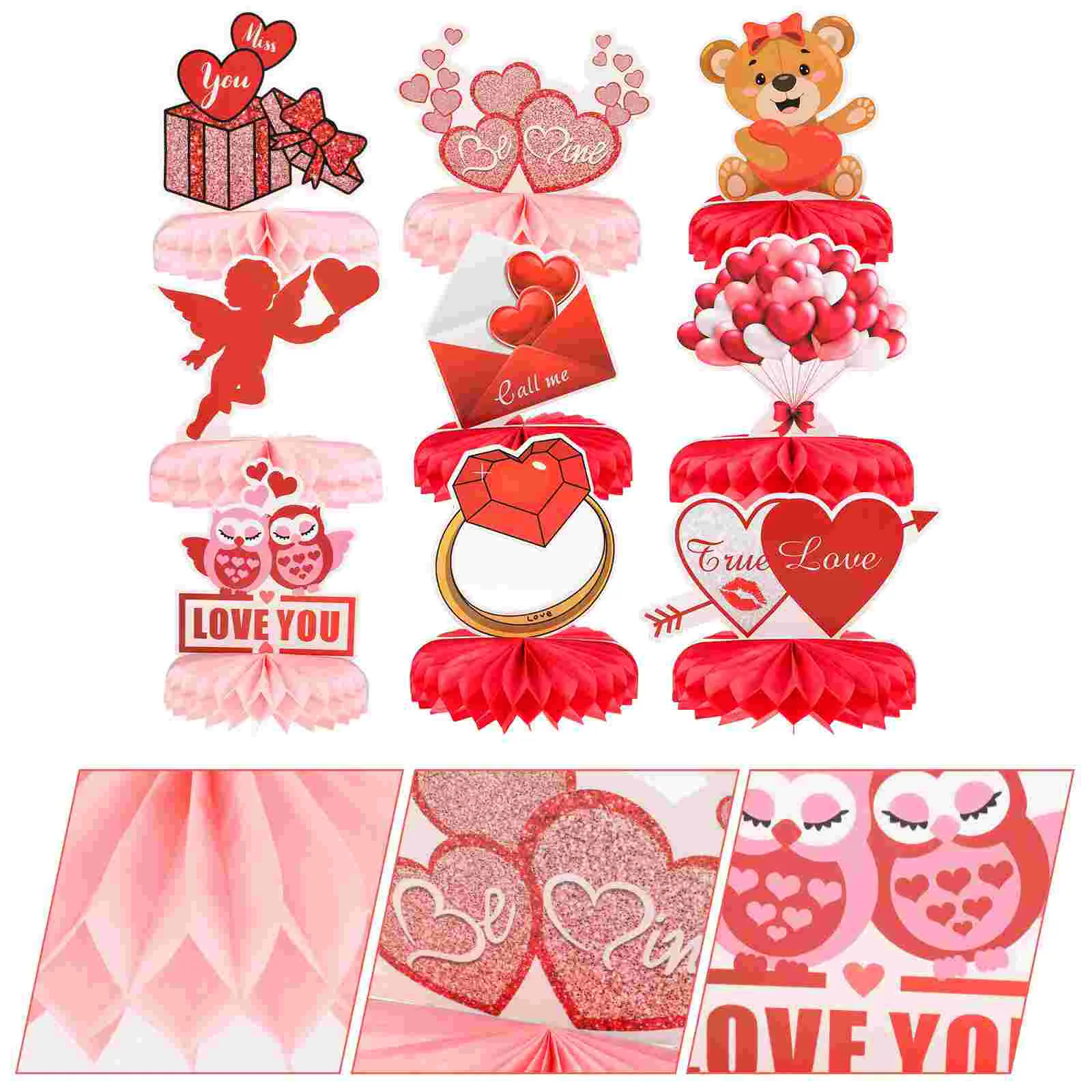 

Valentine's Day Decoration Party Layout Adornments Honeycomb Centerpiece Supplies