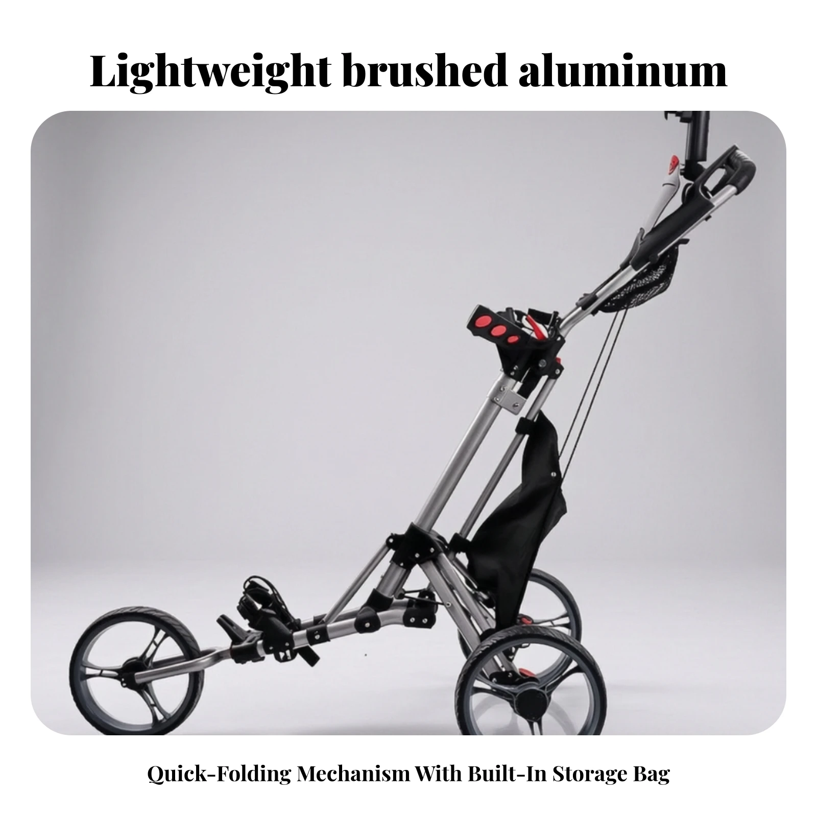 Folding Golf Push Cart Foldable Golf Push Cart Collapsible Adjustable Handle for Golfers