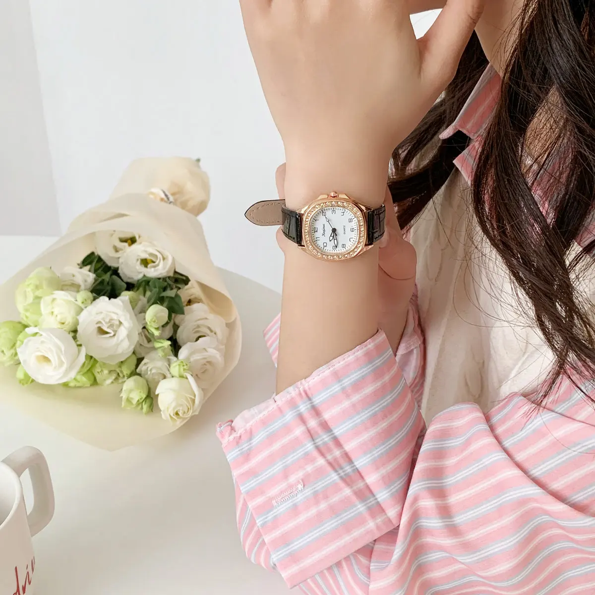 

MSTIANQ Watch Female Ins College wind Simple Digital Junior High School Female Dtudents Eaterproof And Compact Temperament