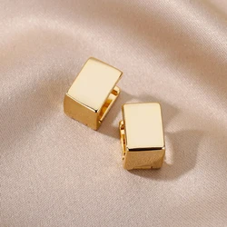 Geometric Square Hoop Earrings for Women Stainless Steel Gold Color Earrings 2024 Trend New In Piercing Jewelry Wedding Gift