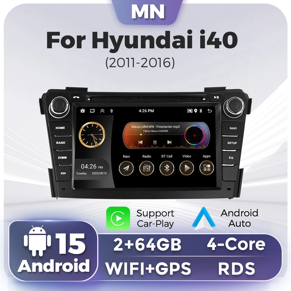 MEKEDE WIFI BT GPS Stereo Android 15 für Hyundai I40 2011 2012 2013 2014-2019 Auto-Multimedia Autoradio Carplay Haupteinheit 2din