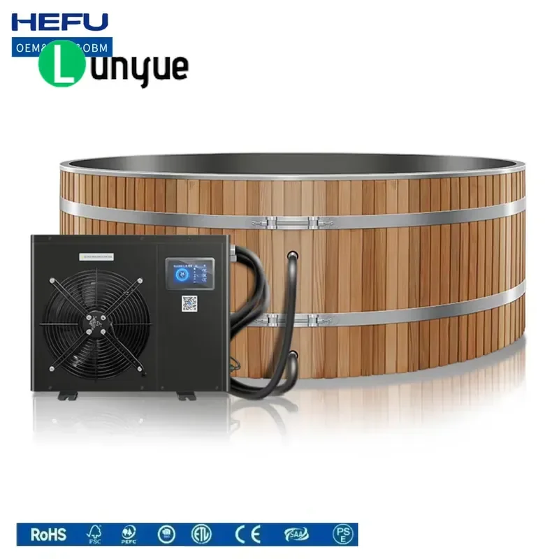 Modern Outdoor Ice Tub Fir Redwood Stainless Steel Cold Plunge Tub for Backyard Garden Durable Rust Resistant Large Capacity