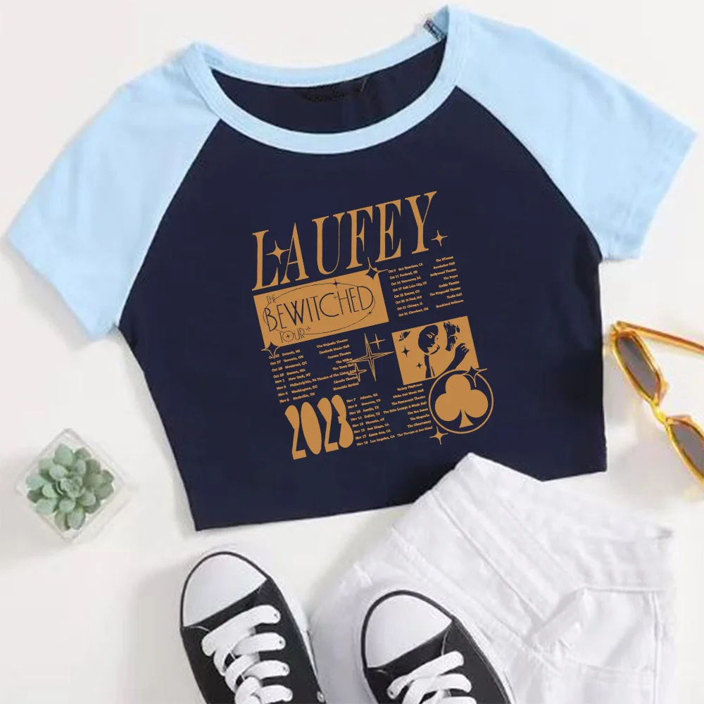 Laufey Crop Shirt Laufey Bewitched Album Shirt Laufey Tour Cadeau voor Laufey Fan Unisex O-hals shirts met korte mouwen