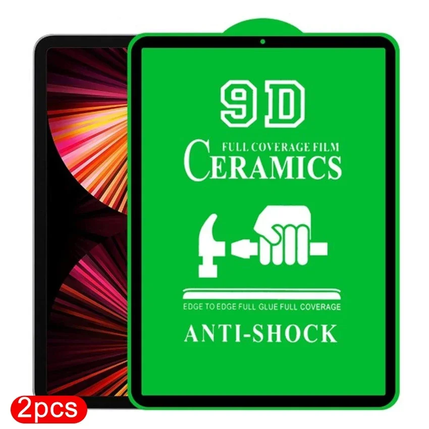 2pcs for iPad Screen Protector 5 6 7 8 9 10 Air 1 2 3 4 Pro 2024 13 Mini 11 12.9 inch Ceramics Full Coverage Clear Antiexplosion